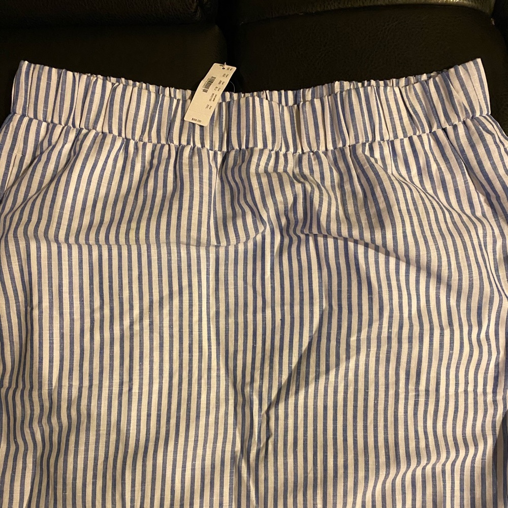 J. Crew Stripped Cotton Midi Skirt